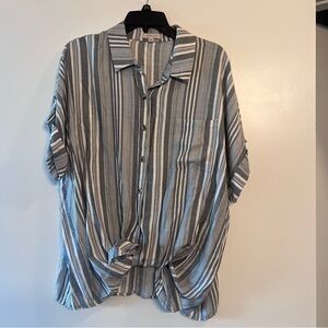 Gilli Blue and White Striped Casual Shirt